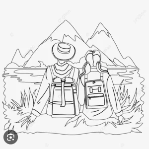 Drawing of 2 hikers