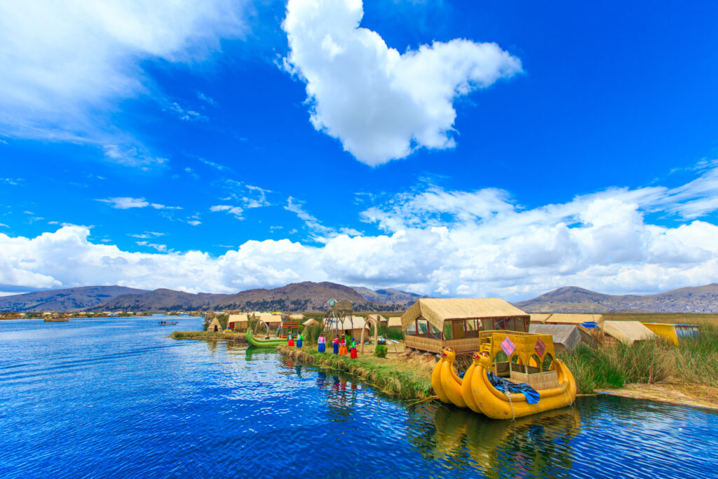 Totora,Boat,On,The,Titicaca,Lake,Near,Puno,,Peru