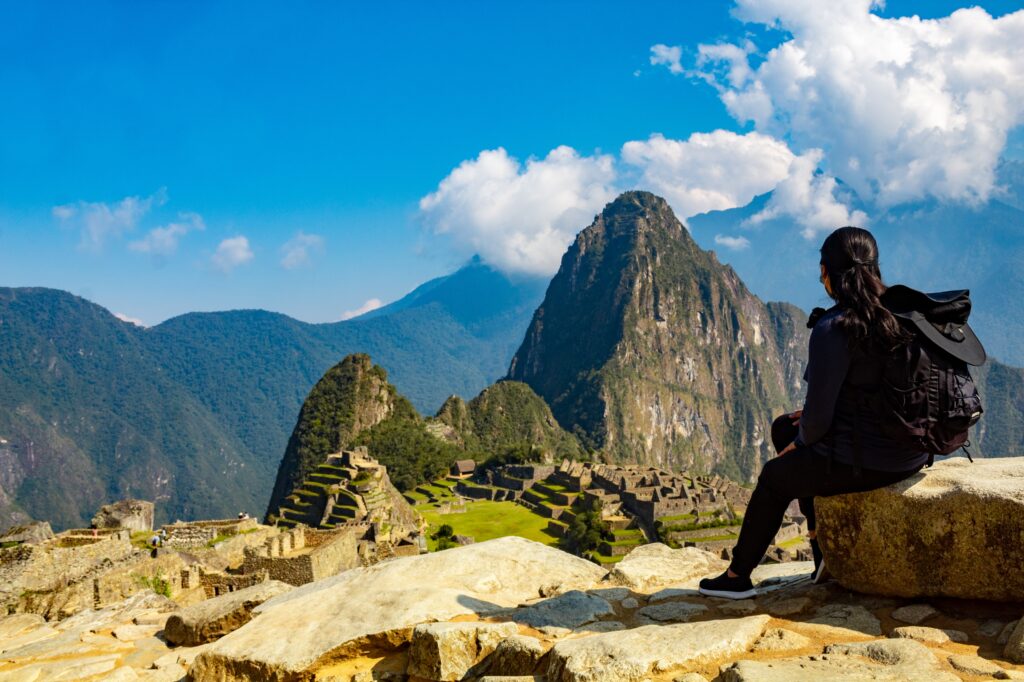 Woman,Enjoying,The,View,Of,Machu,Picchu,Peru,South,America,