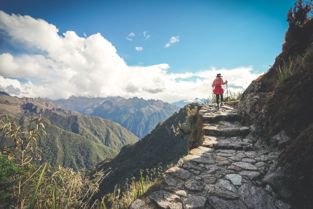 A,Female,Hiker,Is,Walking,On,The,Famous,Inca,Trail