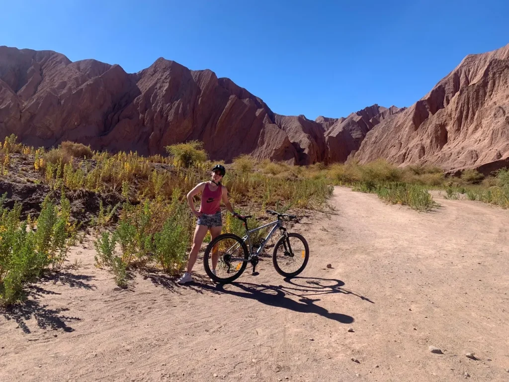 Sinead enjoying one of the cycling routes in the Atacama