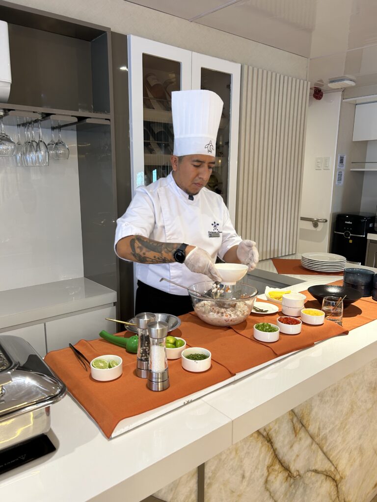 The chef on board the Galaxy Sirius preparing delicious daily meals
