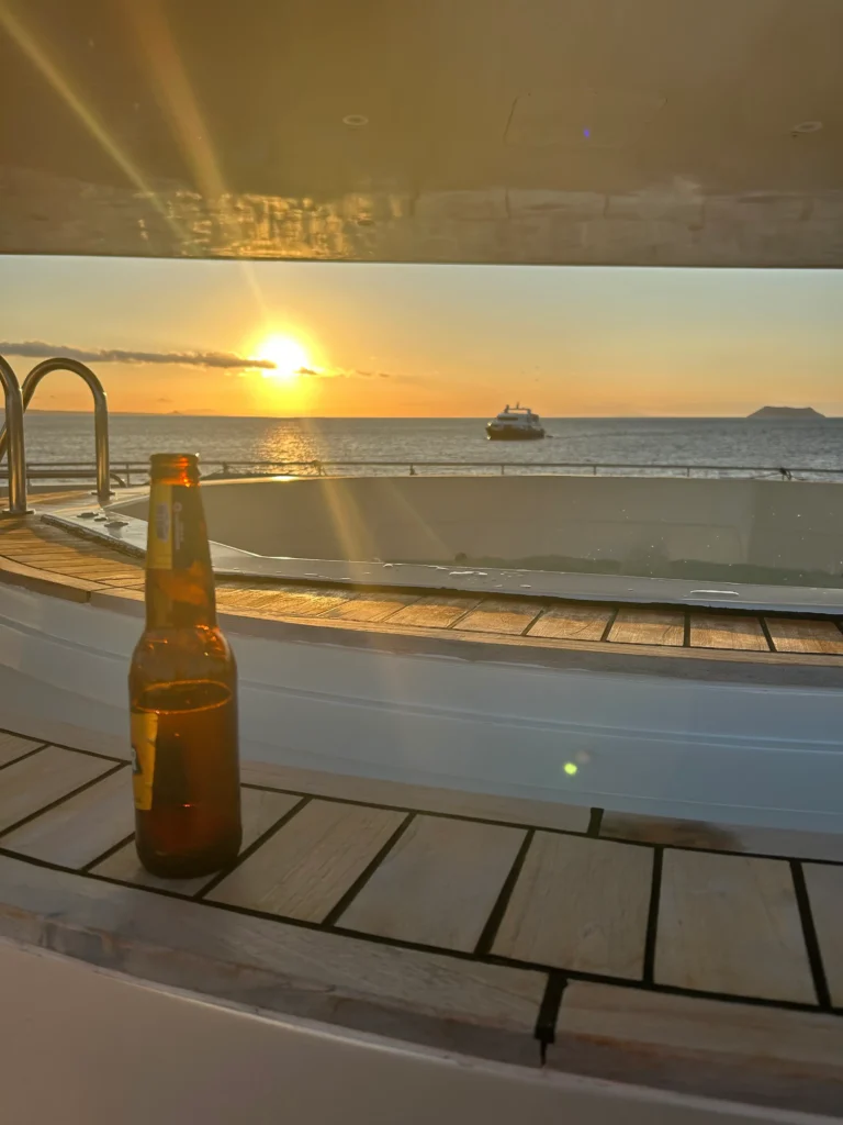 Sunset views from the hot tub on board the Galaxy Sirius